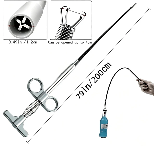 Alt view image 2 of 7 - Drain Snake, Drain Clog Remover - Gutter Cleaning Tools Drain Cleaner for Toilet Sewer Shower Kitchen Bathroom Tub Clogged Drains Opener Cleaning Tool, Flexible Grabber Claw Pick Up Reacher (79 inch)