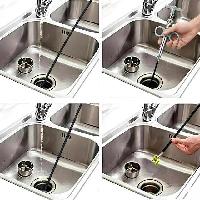 Alt view image 6 of 7 - Drain Snake, Drain Clog Remover - Gutter Cleaning Tools Drain Cleaner for Toilet Sewer Shower Kitchen Bathroom Tub Clogged Drains Opener Cleaning Tool, Flexible Grabber Claw Pick Up Reacher (79 inch)
