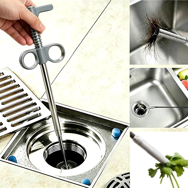Alt view image 7 of 7 - Drain Snake, Drain Clog Remover - Gutter Cleaning Tools Drain Cleaner for Toilet Sewer Shower Kitchen Bathroom Tub Clogged Drains Opener Cleaning Tool, Flexible Grabber Claw Pick Up Reacher (79 inch)