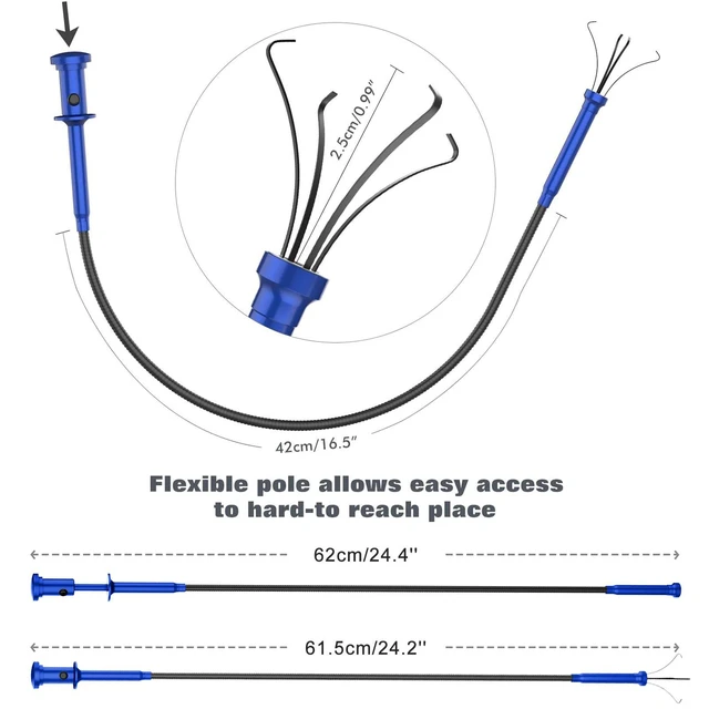 Alt view image 5 of 7 - Grabber Tool Magnetic, Bendable Reacher with LED Lights, Blue | Four-claw Picker, Bendable Hose Pickup Sweeper, Flexible Long Handy Reaching Assist Tool for Litter Pick / Home Sink / Drain