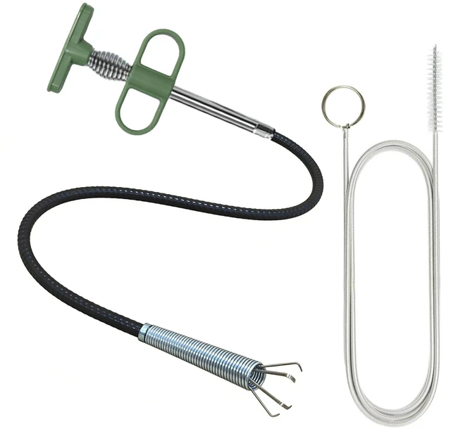 Main image of 2-in-1 Drain Cleaning Kit, 33-Inch 4-Claw Grabber & 60-Inch Drain Brush | 4-Claw Hair Removal Flexible Pipe Scrubbing Clears Debris And Residue For Sinks, Showers, Bathtubs And Kitchen Drains