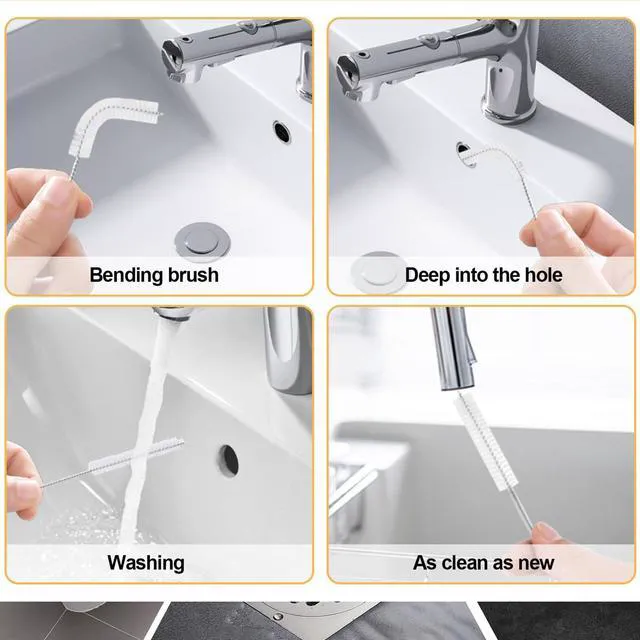 Alt view image 4 of 7 - 2-in-1 Drain Cleaning Kit, 33-Inch 4-Claw Grabber & 60-Inch Drain Brush | 4-Claw Hair Removal Flexible Pipe Scrubbing Clears Debris And Residue For Sinks, Showers, Bathtubs And Kitchen Drains