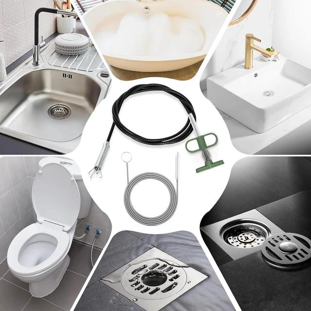 Alt view image 5 of 7 - 2-in-1 Drain Cleaning Kit, 33-Inch 4-Claw Grabber & 60-Inch Drain Brush | 4-Claw Hair Removal Flexible Pipe Scrubbing Clears Debris And Residue For Sinks, Showers, Bathtubs And Kitchen Drains