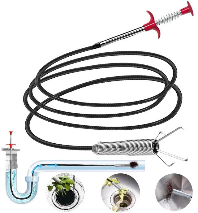 Main image of 118" Drain Snake Hair Remover Tool, Flexible Clog Remover with 4-Claw Grabber, Long Reach Drain Cleaning Tool for Sink, Bathtub, Shower, Toilet and Tight Spaces