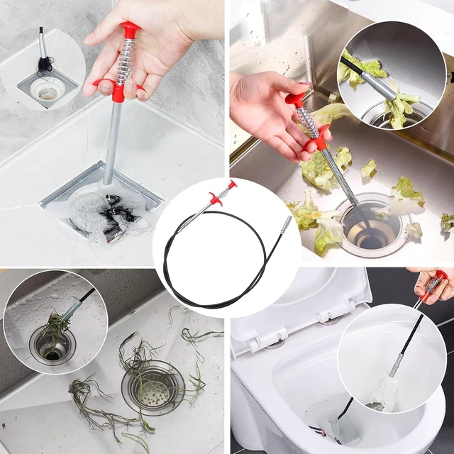Alt view image 5 of 7 - 118" Drain Snake Hair Remover Tool, Flexible Clog Remover with 4-Claw Grabber, Long Reach Drain Cleaning Tool for Sink, Bathtub, Shower, Toilet and Tight Spaces