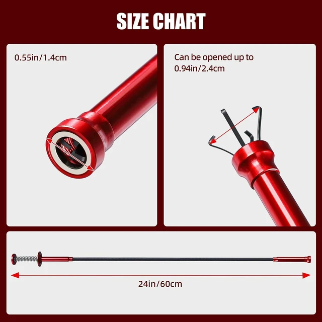 Alt view image 3 of 7 - Flexible Grabber Tool, Magnetic 4-Claw Gripper (24", Red) | Mechanic Pickup Tool with Spring-Loaded Handle; for Automotive, Engine Bay, Bathroom, Kitchen, Sewers, Drain, Small Spaces