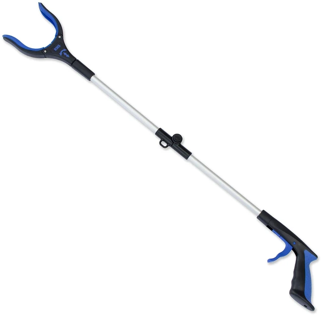 Main image of 34 Inch Extra Long Reacher Grabber - Foldable with Rotating Jaw (Blue) | Mobility Aid Reaching Tool to retrieve household items from floors, shelves, vehicles and tight spaces