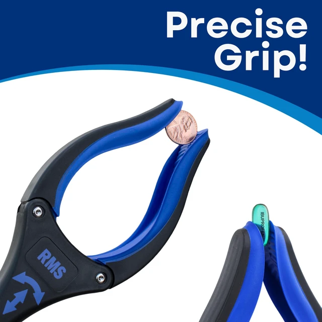 Alt view image 6 of 7 - 34 Inch Extra Long Reacher Grabber - Foldable with Rotating Jaw (Blue) | Mobility Aid Reaching Tool to retrieve household items from floors, shelves, vehicles and tight spaces