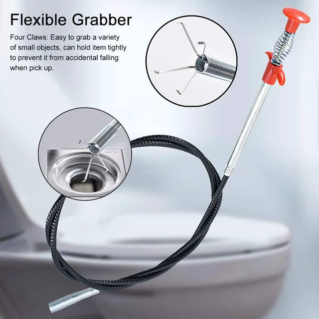 Alt view image 5 of 7 - Plumbing Grabber, Sink Grabber, Flexible Grabber Claw Pick Up Reacher Tool with 4 Claws, Bendable Hose Pickup Reaching Tool for Litter Pick, Home Sink, Drains, Toilet (24 Inches)