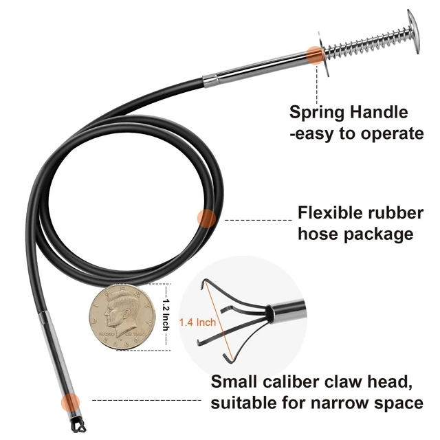 Alt view image 3 of 6 - 24-Inch Flexible Claw Pickup Tool, Small Caliber Grabber | 24-Inch Flexible Four-Claw Pickup Tool with Slim Tip for Retrieving Screws, Jewelry and Small Objects from Narrow Spaces