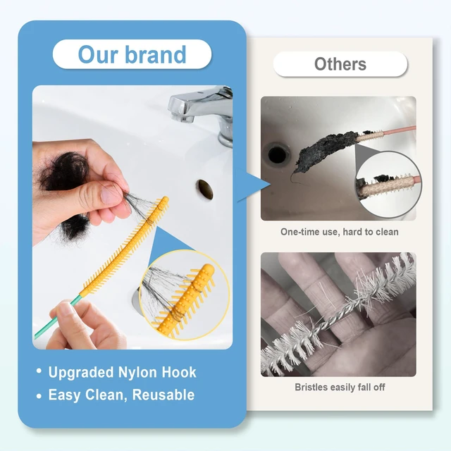 Alt view image 2 of 7 - 50 Inch Drain Snake, Reusable Hair Drain Clog Remover Tool, 3 Pack | Anti-break Metal Core Shower Snake, Upgraded Nylon Hook Tip, Extended Length for Bathtub, Bathroom Sink, and Pipe Cleaning.