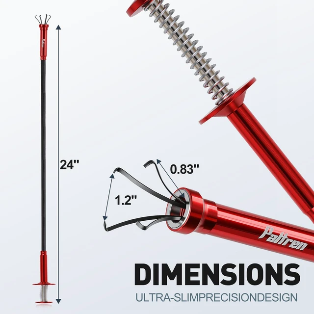 Alt view image 3 of 7 - 24-Inch Flexible Magnetic Pickup Tool, 4LB Retractable 4-Claw Grabber | 4LB Magnetic Pull, Retractable Claw and Stay-Bent Eco-PE Shaft; Reaches Engine Bays, Plumbing Traps and Narrow Spaces