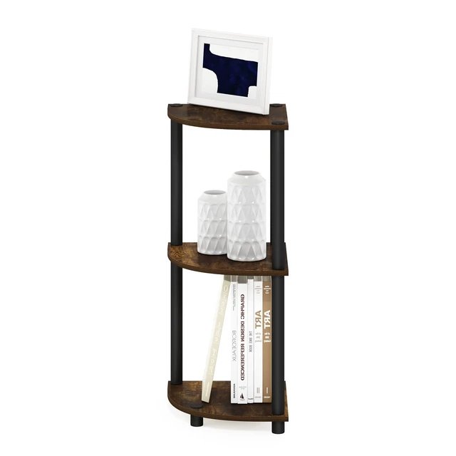 Alt view image 4 of 6 - TURN-N-TUBE Corner Shelf, 3-Tier Corner Bookshelf, Display Storage Shelves with Open Shelves, for Organization and Storage, Living Room, Home Office, Garage, Amber Pine