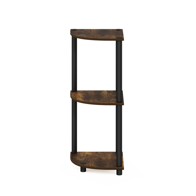 Alt view image 6 of 6 - TURN-N-TUBE Corner Shelf, 3-Tier Corner Bookshelf, Display Storage Shelves with Open Shelves, for Organization and Storage, Living Room, Home Office, Garage, Amber Pine