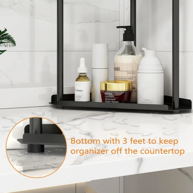 Alt view image 3 of 7 - 2 Tier Bathroom Counter Organizer, Vanity Organizer Corner Shelf | Skincare, Makeup Countertop Organizers, Kitchen, Bathroom Counter Storage, Black