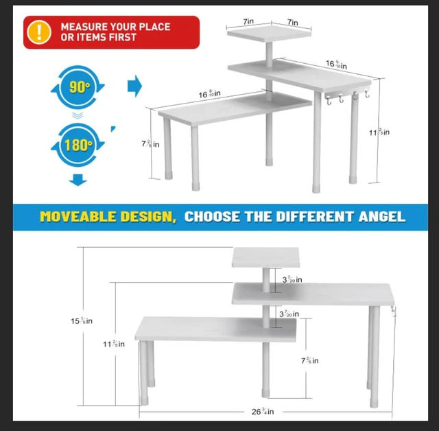 Alt view image 7 of 7 - 3-Tier Bathroom Countertop Corner Shelf Organizer, White | Space-saving corner design organizes spices, skincare and toiletries on kitchen and bathroom counters.