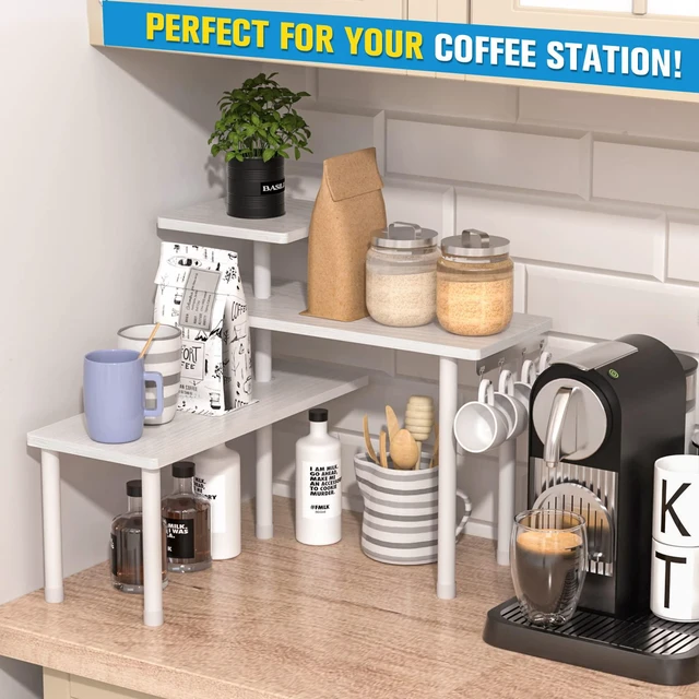 Alt view image 5 of 7 - 3-Tier Bathroom Countertop Corner Shelf Organizer, White | Space-saving corner design organizes spices, skincare and toiletries on kitchen and bathroom counters.