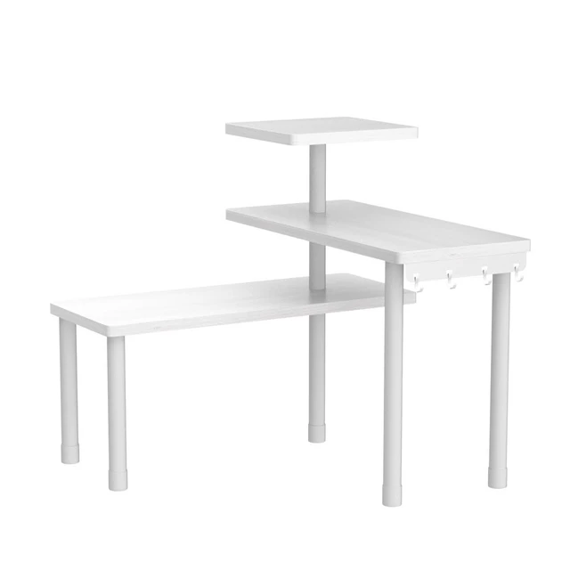 Alt view image 4 of 7 - 3-Tier Bathroom Countertop Corner Shelf Organizer, White | Space-saving corner design organizes spices, skincare and toiletries on kitchen and bathroom counters.