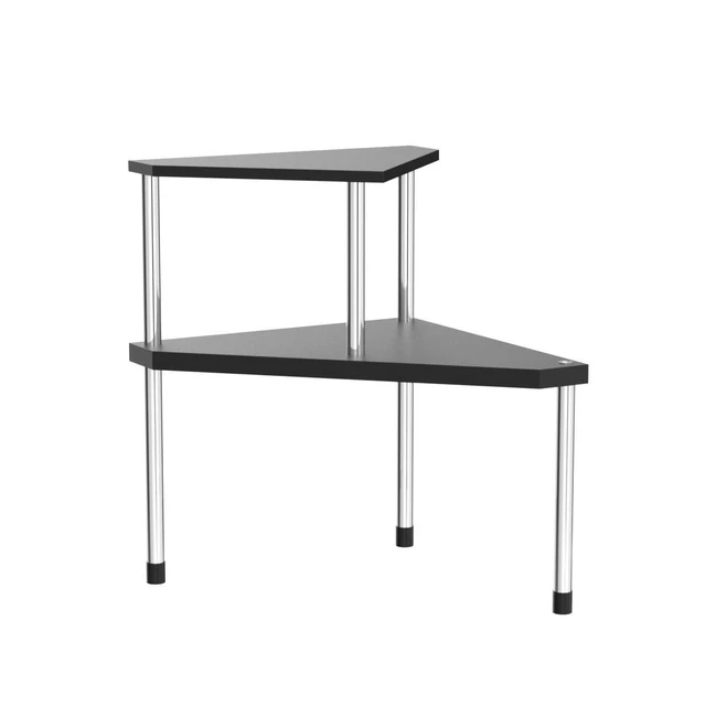 Alt view image 4 of 7 - Bathroom Counter Organizer Over Sink for Toiletries, Makeup, Kitchen Countertop Organizer Spice Rack for Salt, 2-Tier Corner Counter Shelf for Coffee Area Storage Dresser Table(Black)