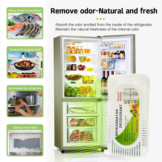 Alt view image 4 of 7 - Refrigerator Deodorizer(4 pack), Fridge and Freezer Odor Eliminator, Activated Carbon Smell Remover and Moisture Absorber