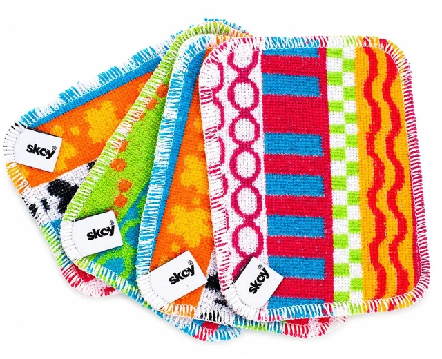 Main image of Scrub, 4-Pack Reusable, Non-Scratching Dish Scrubber for Kitchen and Household Cleaning, Planet-Friendly, Dishwasher Safe Soft Scrub, Assorted Colors and Designs