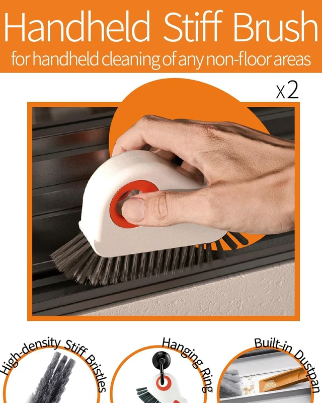 Alt view image 7 of 7 - Window Sill Cleaner Tool, Sliding Door Track Cleaner, 8-Piece Brush Kit | Hard Bristle, Crevice and Sponge Brushes with Replacement Heads for Window Grooves, Shower Tracks, Grout, Sinks and Vents