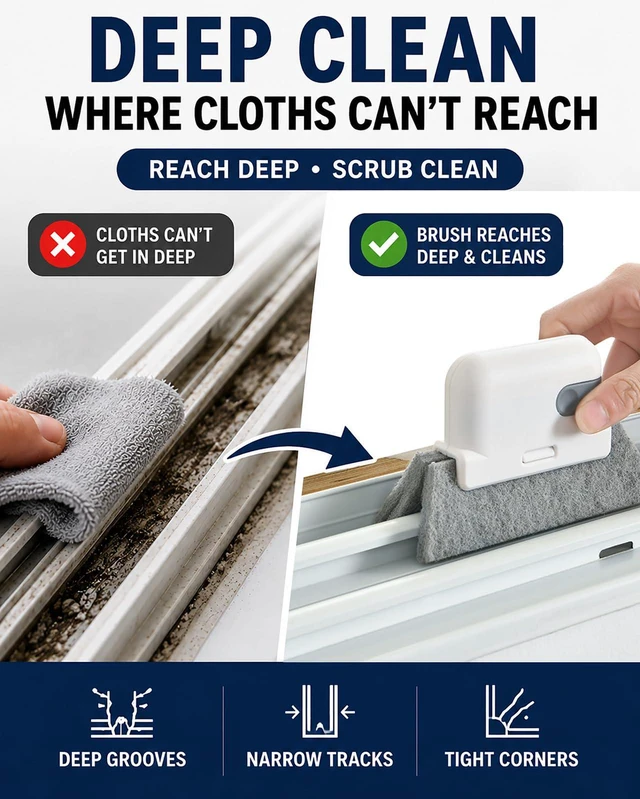 Alt view image 2 of 7 - Window Track Cleaner, 14 PCS Crevice Cleaning Brush Kit | For Window Groove, Blinds, Vents, Baseboard, Grout and Shower Door Track Cleaning