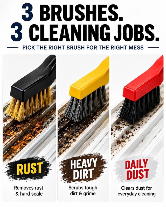 Alt view image 4 of 7 - Window Track Cleaner, 14 PCS Crevice Cleaning Brush Kit | For Window Groove, Blinds, Vents, Baseboard, Grout and Shower Door Track Cleaning