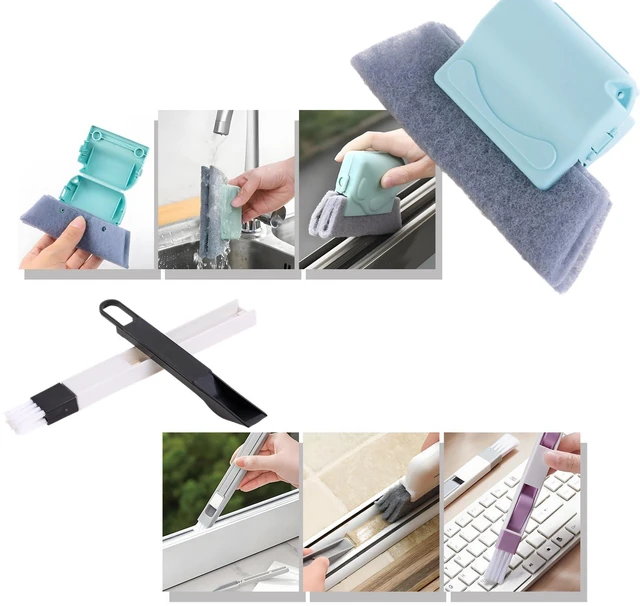 Alt view image 6 of 7 - 3Pcs Cleaning Brush and 6Pcs Replacement Cloth, 2Pcs Clean Brush | Magic Window Track Cleaning Tools Set, Window Sill Track Cleaner Tools, Clean Scraper