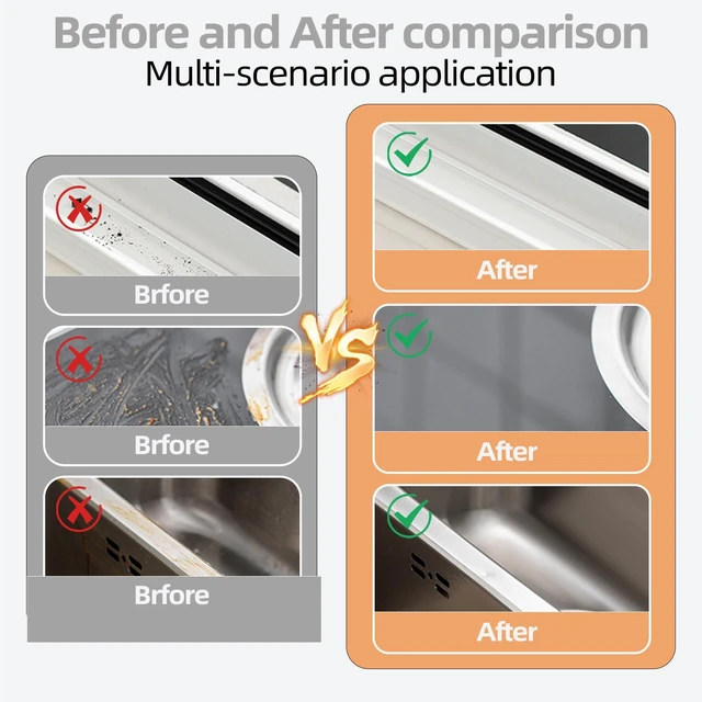 Alt view image 6 of 7 - 2 in 1 Groove Cleaning Brush, Grout Cleaner Tool & Multifunction Window Track Cleaner (with Hidden Scraper or Mini Dustpan) for Glass Door Tracks, Window Sills, Sliding Doors (Orange)