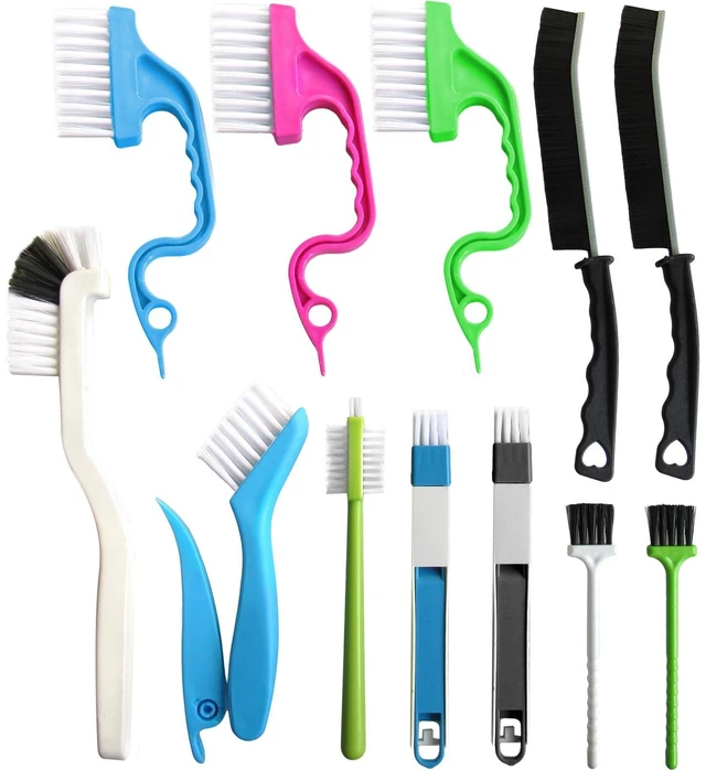 Main image of 12Pcs Small Crevice Gap Cleaning Brushes, Groove Detail Brush Cleaner Tools | Ideal for door window tracks, grooves, corners, bathroom, kitchen, faucets, sinks and keyboards deep crevice cleaning