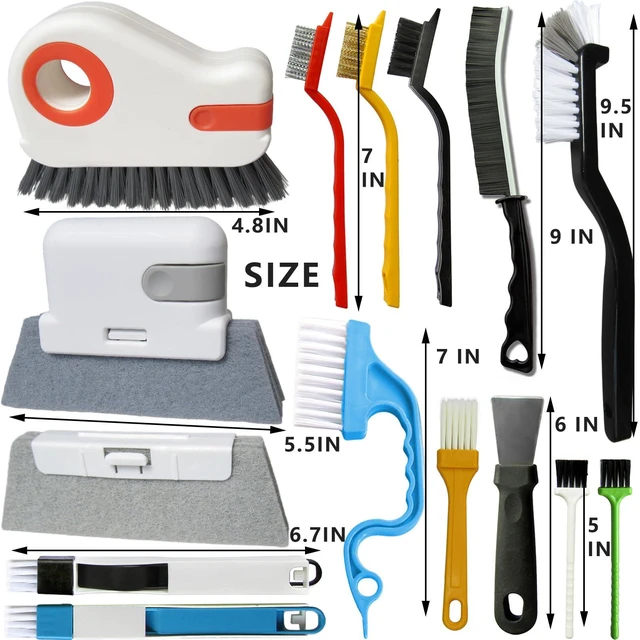 Alt view image 6 of 6 - 15Pcs Window Track Cleaning Brush, Small Crevice Cleaning Tools | Window Sill & Gap Cleaner for Sliding Door Tracks, Window Seals, Tile Grout, Kitchen & Bathroom Narrow Grooves, Car Vents