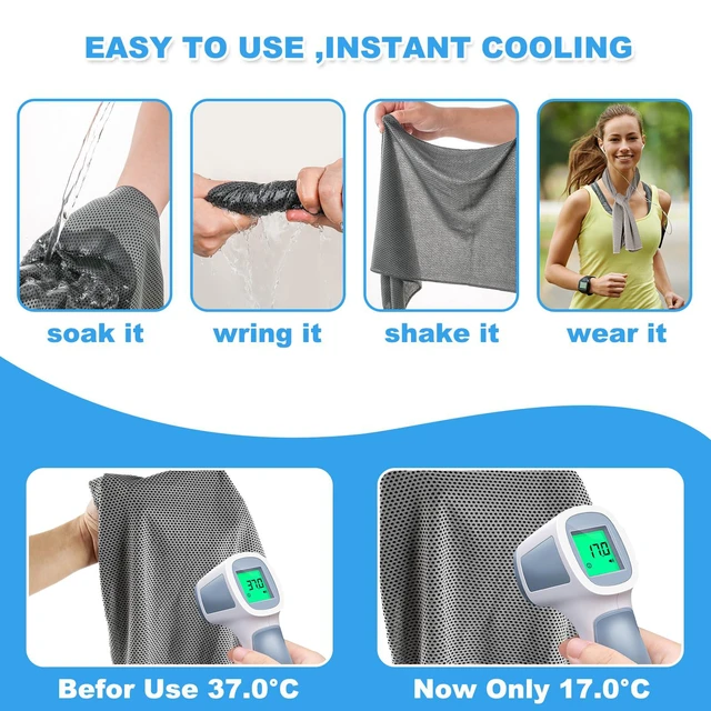 Alt view image 4 of 7 - 6 Pack Cooling Towel (40"x12"), Cooling Towels for Instant Cooling,Sports Towel, for Yoga, Sport, Running, Gym, Workout,Camping, Fitness, Workout,Hot Weather Travel