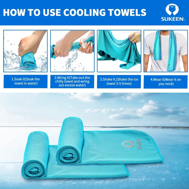Alt view image 4 of 7 - Cooling Towels(40"x12") for Neck & Head, Soft Breathable Chilly Towel for Yoga, Golf, Gym, Camping, Running, Workout & More Activities