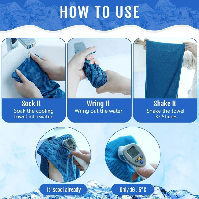 Alt view image 4 of 6 - 12 Pcs Cooling Towels for Face and Neck 12 x 40 Inch Workout Towels for Gym Fast Drying Hot Weather Sweat Rag Cold Cooling Cloth with 12 Bags Athletes Sport Yoga Golf(Light Blue)