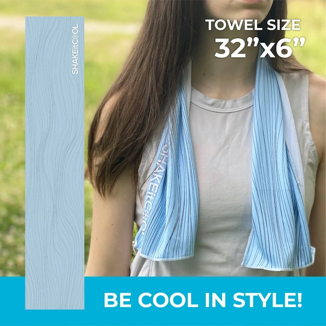 Alt view image 2 of 7 - Original Cooling Towel Be Cool in Style - Heat Relief, Soft, Lightweight, Sun Protection, Easy Clean - Perfect for Biking, Running, Yoga, Gym, Gardening - Blue Wave