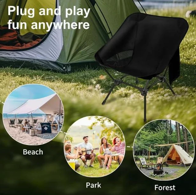Alt view image 2 of 4 - Ultralight Folding Camping Chair, Compact Portable Backpacking Chair with 330 lbs Capacity, Quick Setup Triangle Structure for Hiking, Beach, Outdoor Adventures