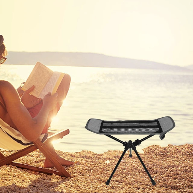 Alt view image 3 of 7 - Folding Camping Chair Footrest, Aluminum Alloy and Oxford Nylon Mesh, 17.72 x 15.75 in Portable Leg Rest for Outdoor Chairs