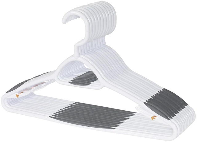 Main image of Set of 12 Deluxe Non Slip Clothes Hangers - Space Saving Design for Jackets, Pants, Shirts, 360 Degree Swivel Neck, Soft Grip Bars, Produced in North America