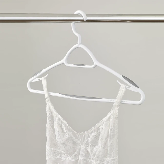 Alt view image 4 of 5 - Set of 12 Deluxe Non Slip Clothes Hangers - Space Saving Design for Jackets, Pants, Shirts, 360 Degree Swivel Neck, Soft Grip Bars, Produced in North America