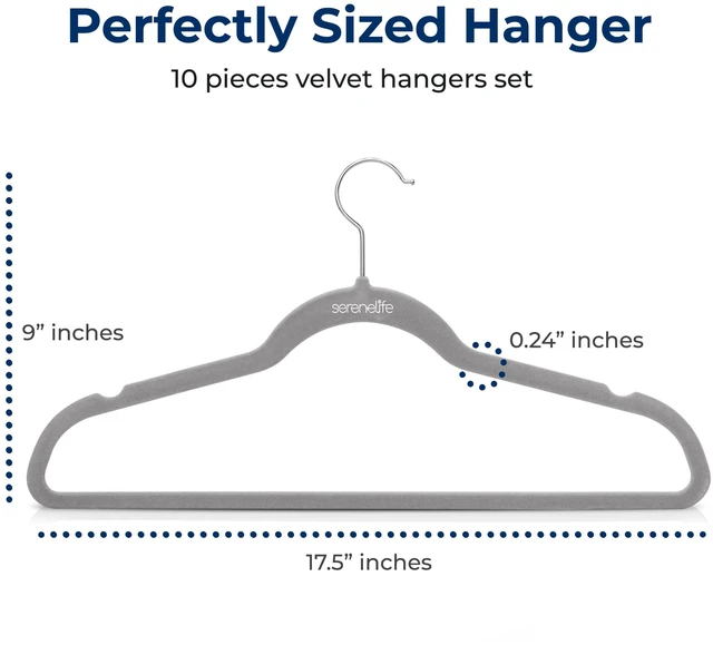 Alt view image 2 of 7 - Velvet Hangers 10 Pack, Slim & Space Saving for Closets | Soft Velvet Grip Prevents Slipping On Silk, Satin & Knitwear 360° Swivel Hook Fits All Standard Closet Rods