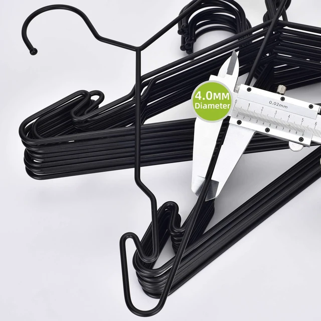 Alt view image 4 of 7 - Black Metal Hangers, Heavy Duty Clothes Hangers with Non-Slip Grooves, Slim Space Saving Coat Hangers - 10 Pack Black