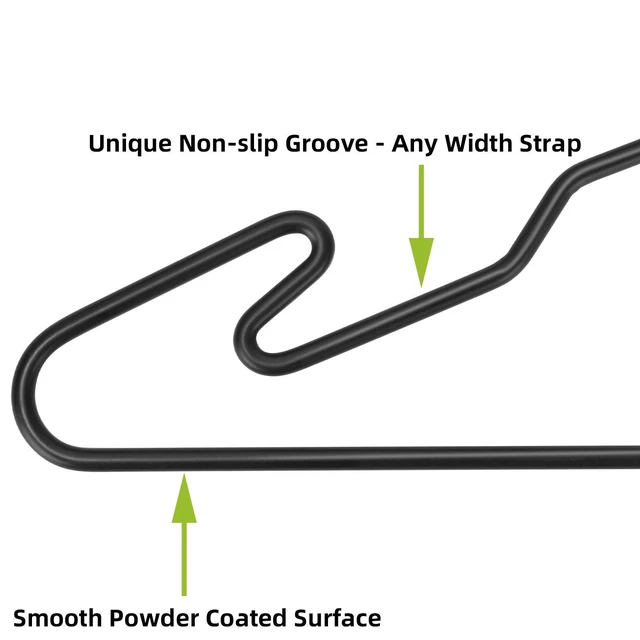 Alt view image 5 of 7 - Black Metal Hangers, Heavy Duty Clothes Hangers with Non-Slip Grooves, Slim Space Saving Coat Hangers - 10 Pack Black