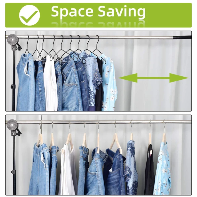 Alt view image 7 of 7 - Black Metal Hangers, Heavy Duty Clothes Hangers with Non-Slip Grooves, Slim Space Saving Coat Hangers - 10 Pack Black