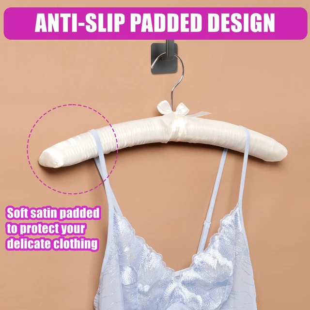 Alt view image 4 of 7 - 10 Pack Large Ivory Satin Padded Hangers for Women Clothing 17" | No Shoulder Bump, Silk Clothes Hangers for Sweaters, Dress, Wedding Dress, Bridal Gown, Cashmere