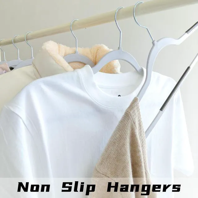 Alt view image 2 of 7 - 30 Pack Non Slip Hangers, Plastic Clothes Hangers 17.7 Inch - Heavy Duty & Space Saving Slim Hangers with 360° Swivel Hook for Adults, Anti-Slip Strips for Coat, Shirt, Pants (Gray, 30)