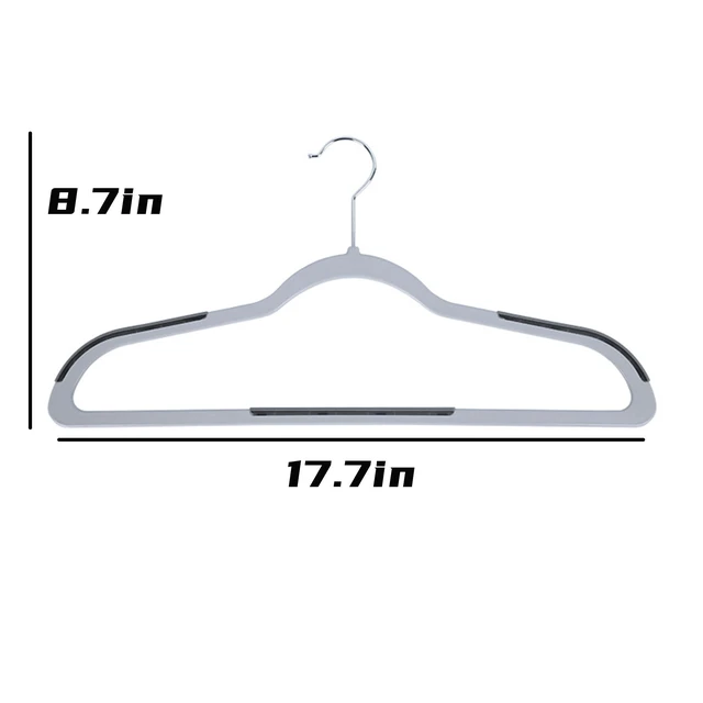 Alt view image 7 of 7 - 30 Pack Non Slip Hangers, Plastic Clothes Hangers 17.7 Inch - Heavy Duty & Space Saving Slim Hangers with 360° Swivel Hook for Adults, Anti-Slip Strips for Coat, Shirt, Pants (Gray, 30)