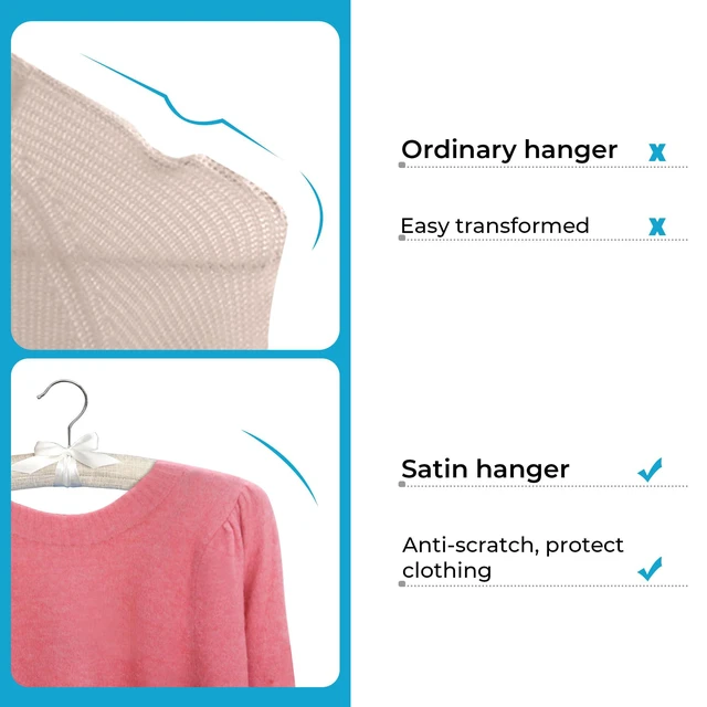 Alt view image 6 of 7 - Padded Hangers - 17 Inch Extra Large Heavy Duty Linen Covered Coat Hangers No Shoulder Bump for Women Clothes, Sweaters, Dresses, Clothing, Weddings, Lingerie Pack of 10, Linen Gray