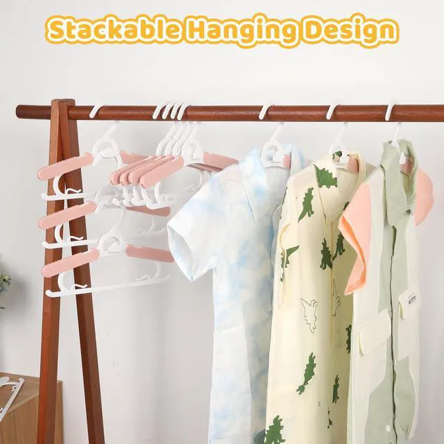 Alt view image 3 of 7 - 40 Pack Baby Clothes Hangers 11-15" Adjustable Thickened Kid Hangers Pink | Non-Slip Plastic Toddler Hangers For Nursery Closet Toddlers Infant Children To Teenager