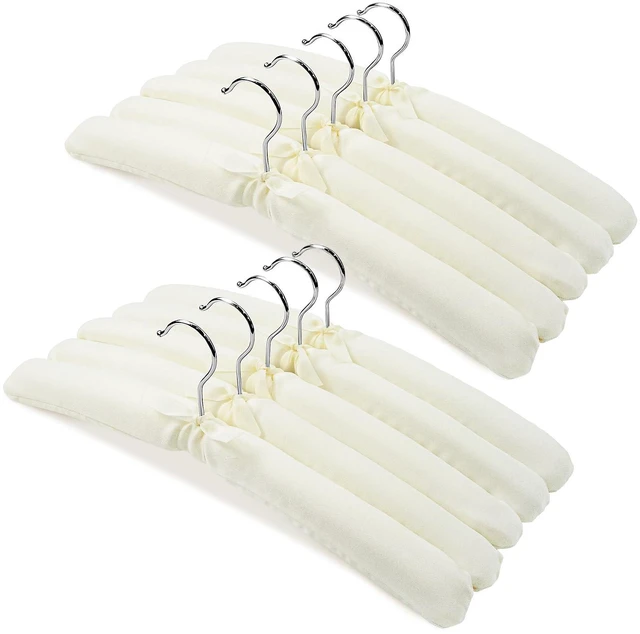 Main image of 10 Pack Anti-Slip Padded Hangers, 17 Inch | Beige Cushioned Hangers with Sponge Shoulder Pads for Coat, Sweater and Wedding Dress
